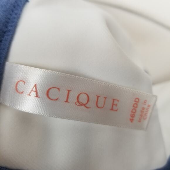 Cacique Blue Invisible Lace Back Smoothing Lightly Lined Balconette Bra 46DDD - Picture 7 of 7